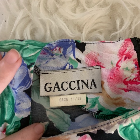 80s Vintage Floral Mermaid Ruffle Dress L - Picture 5 of 6